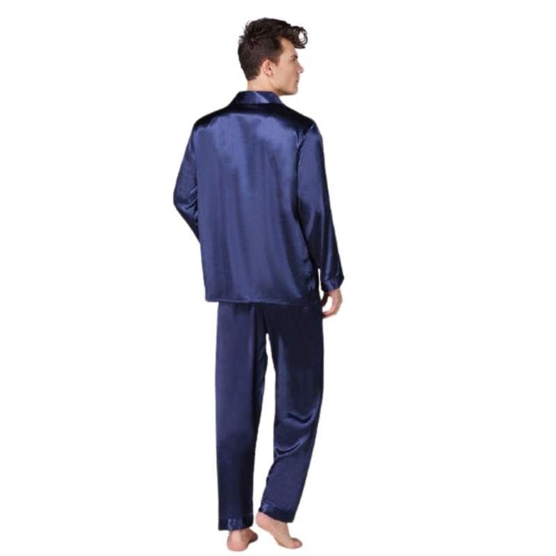 Men Long Sleeve Silk Pajama Set